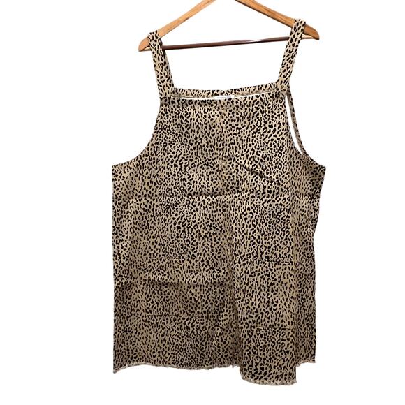 CHICSOUL Leopard Print Adjustable Overall Mini Dress Sz XL Boho Sassy Cottage - Picture 3 of 8